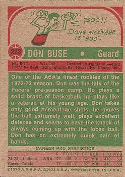 1973-74 Topps #222 Don Buse Back