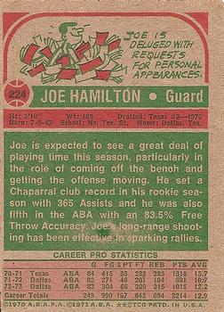 1973-74 Topps #224 Joe Hamilton Back