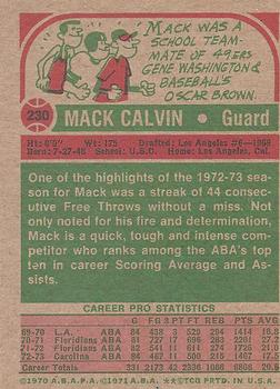 1973-74 Topps #230 Mack Calvin Back