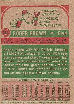 1973-74 Topps #231 Roger Brown Back