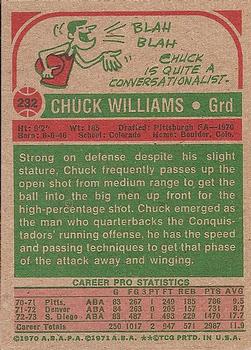 1973-74 Topps #232 Chuck Williams Back