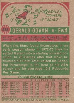 1973-74 Topps #233 Gerald Govan Back