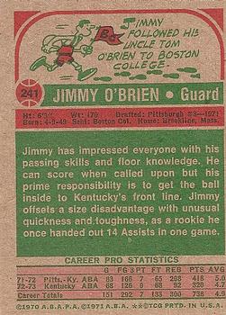 1973-74 Topps #241 Jimmy O'Brien Back