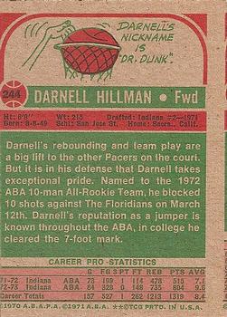 1973-74 Topps #244 Darnell Hillman Back