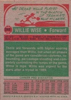 1973-74 Topps #245 Willie Wise Back