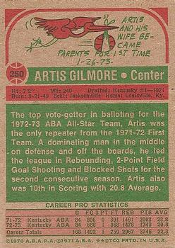 1973-74 Topps #250 Artis Gilmore Back