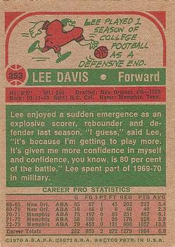 1973-74 Topps #253 Lee Davis Back