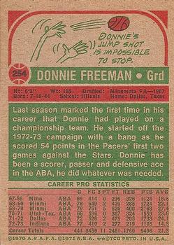 1973-74 Topps #254 Donnie Freeman Back