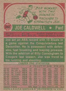 1973-74 Topps #255 Joe Caldwell Back