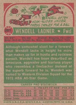 1973-74 Topps #261 Wendell Ladner Back