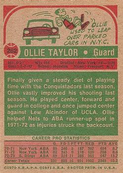 1973-74 Topps #262 Ollie Taylor Back