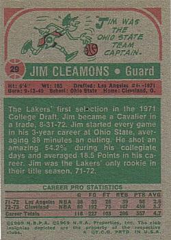 1973-74 Topps #29 Jim Cleamons Back