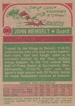 1973-74 Topps #3 John Mengelt Back