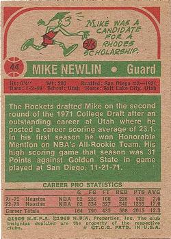 1973-74 Topps #44 Mike Newlin Back