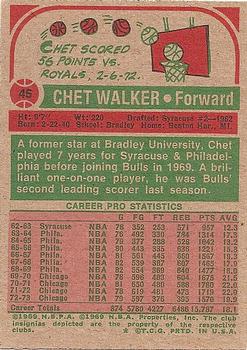 1973-74 Topps #45 Chet Walker Back
