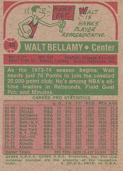 1973-74 Topps #46 Walt Bellamy Back