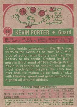 1973-74 Topps #53 Kevin Porter Back