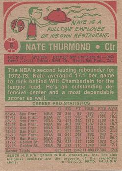 1973-74 Topps #5 Nate Thurmond Back