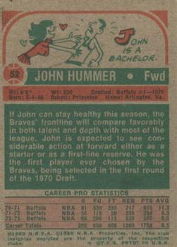 1973-74 Topps #52 John Hummer Back