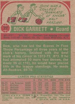 1973-74 Topps #77 Dick Garrett Back