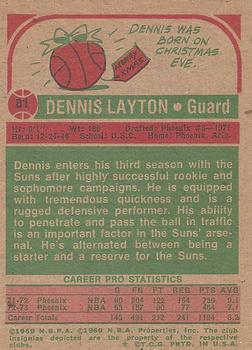 1973-74 Topps #81 Dennis Layton Back