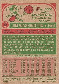 1973-74 Topps #87 Jim Washington Back
