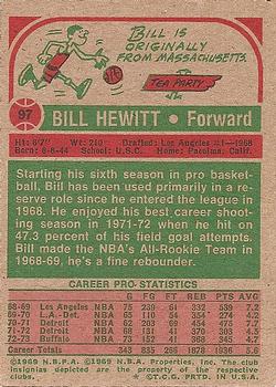 1973-74 Topps #97 Bill Hewitt Back