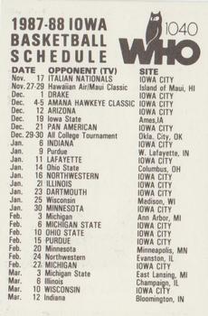 1987-88 Iowa Hawkeyes Schedule #NNO B.J. Armstrong Back
