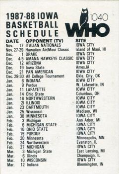 1987-88 Iowa Hawkeyes Schedule #NNO Ed Horton Back