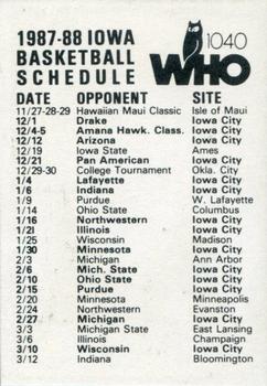 1987-88 Iowa Hawkeyes Schedule #NNO Mark Jewell Back