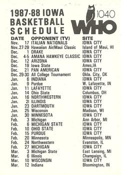 1987-88 Iowa Hawkeyes Schedule #NNO Roy Marble Back