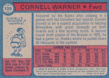 1974-75 Topps #109 Cornell Warner Back
