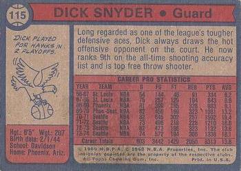 1974-75 Topps #115 Dick Snyder Back