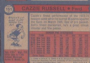 1974-75 Topps #151 Cazzie Russell Back
