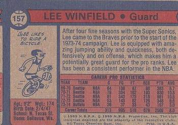 1974-75 Topps #157 Lee Winfield Back