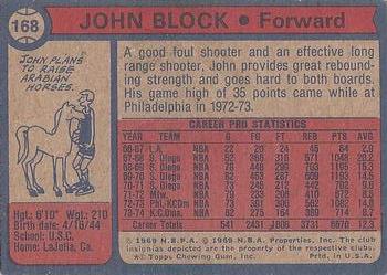 1974-75 Topps #168 John Block Back