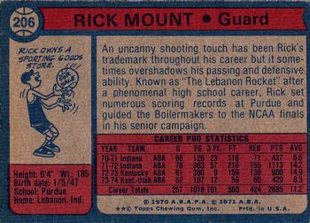 1974-75 Topps #206 Rick Mount Back