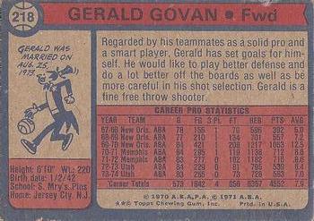 1974-75 Topps #218 Gerald Govan Back