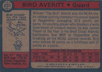 1974-75 Topps #231 Bird Averitt Back