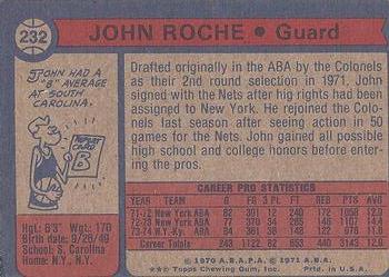 1974-75 Topps #232 John Roche Back
