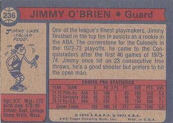 1974-75 Topps #236 Jimmy O'Brien Back