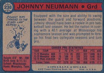 1974-75 Topps #238 Johnny Neumann Back