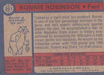 1974-75 Topps #251 Ron Robinson Back