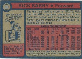 1974-75 Topps #50 Rick Barry Back