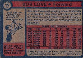 1974-75 Topps #15 Bob Love Back