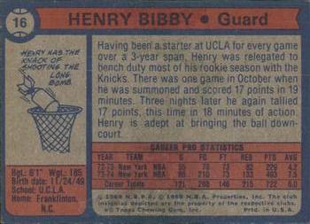 1974-75 Topps #16 Henry Bibby Back