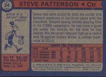 1974-75 Topps #24 Steve Patterson Back