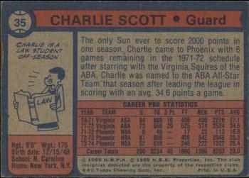1974-75 Topps #35 Charlie Scott Back