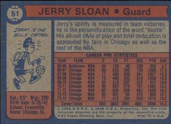 1974-75 Topps #51 Jerry Sloan Back