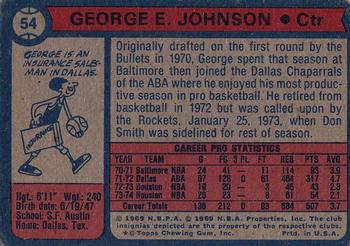 1974-75 Topps #54 George E. Johnson Back